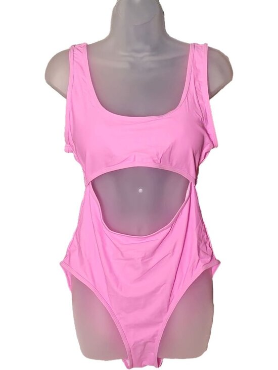 Ekouaer Other - Pink One Piece Swimsuit XL Cutout Tank Scoop Neck Lined Removable Padding